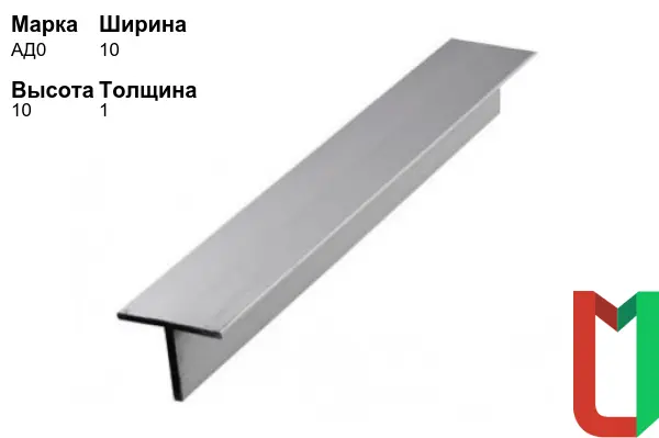 Алюминиевый профиль Т-образный 10х10х1 мм АД0 анодированный