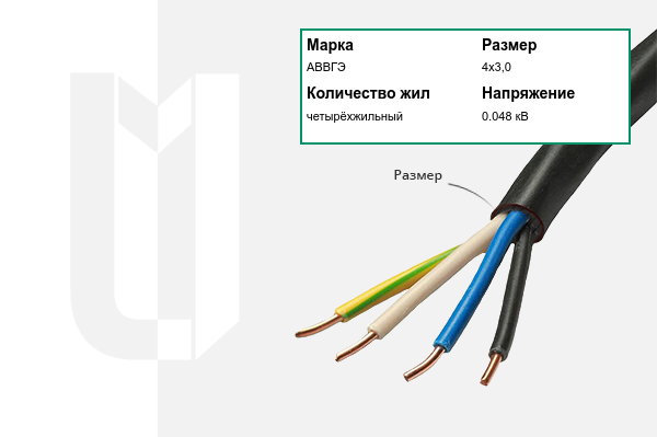 Силовой кабель АВВГЭ 4х3,0 мм