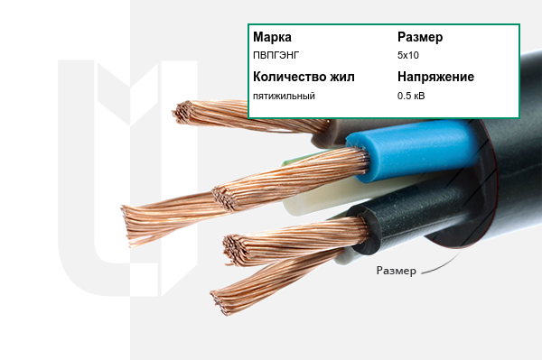 Силовой кабель ПВПГЭНГ 5х10 мм
